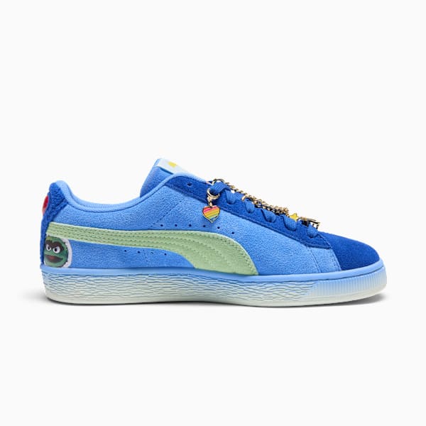 PUMA x CARE BEARS x SESAME STREET Basket Women's "Grumpy Grouchy" Sneakers, Vivid Blue-Dusky Blue-Pure Green, extralarge